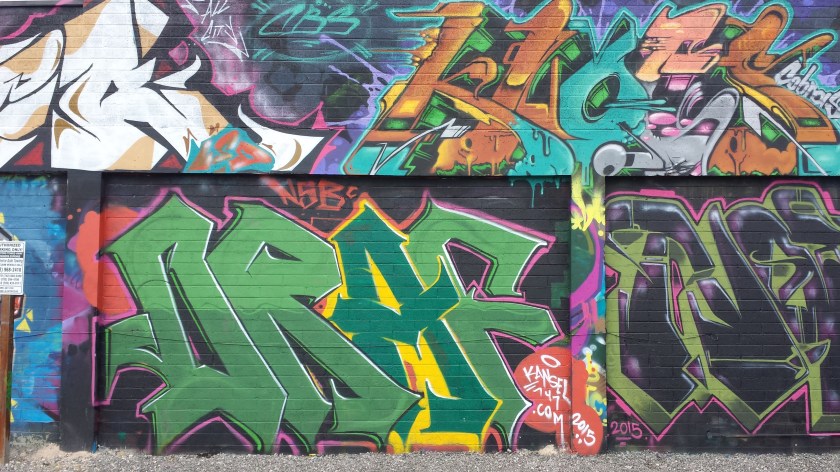 Awesome graffiti outside of the Volkswagen shop.